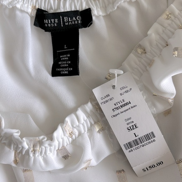 WHBM White Dress with Gold accents Size L NWT - Picture 7 of 12